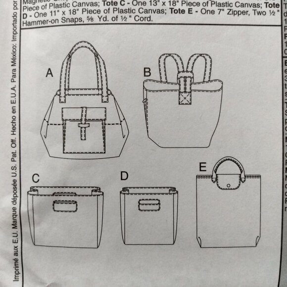 Vintage Purse Tote Bag Backpack Sewing Pattern Minimalist McCall's 4532 UNCUT - Picture 7 of 10